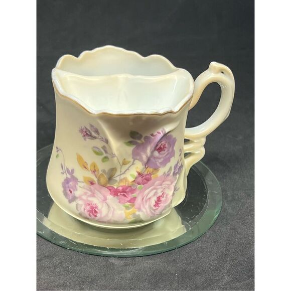 Vintage Nippon Floral Porcelain Shaving Mug Mustache Mug Hand Painted Cup - Picture 7 of 10